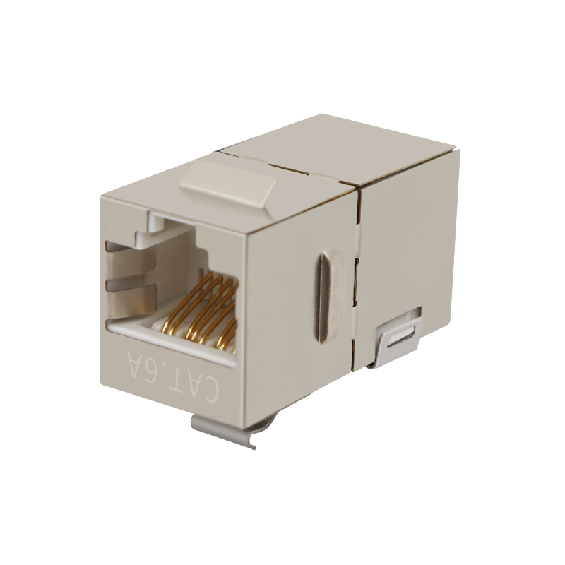 CAT6A SHIEDED 180 graders RJ45 kvinnlig keystone jack inline -koppling