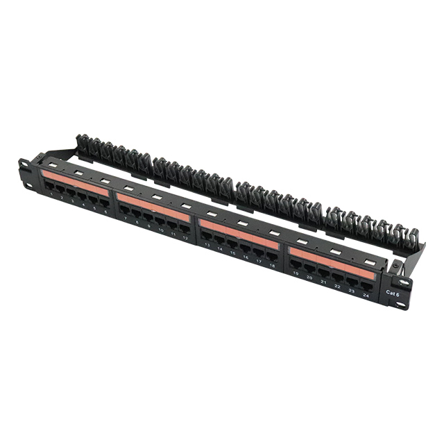 Ny 19''1U 24 Port Cat6 UTP Punch Down Patch Panel med kabelhanterare